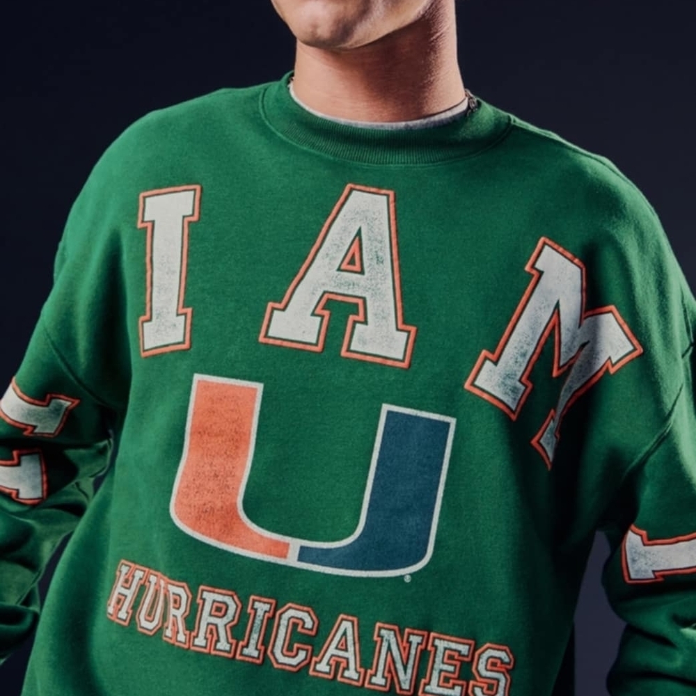 Hollister Green 'I AM' Sweater Hurricanes